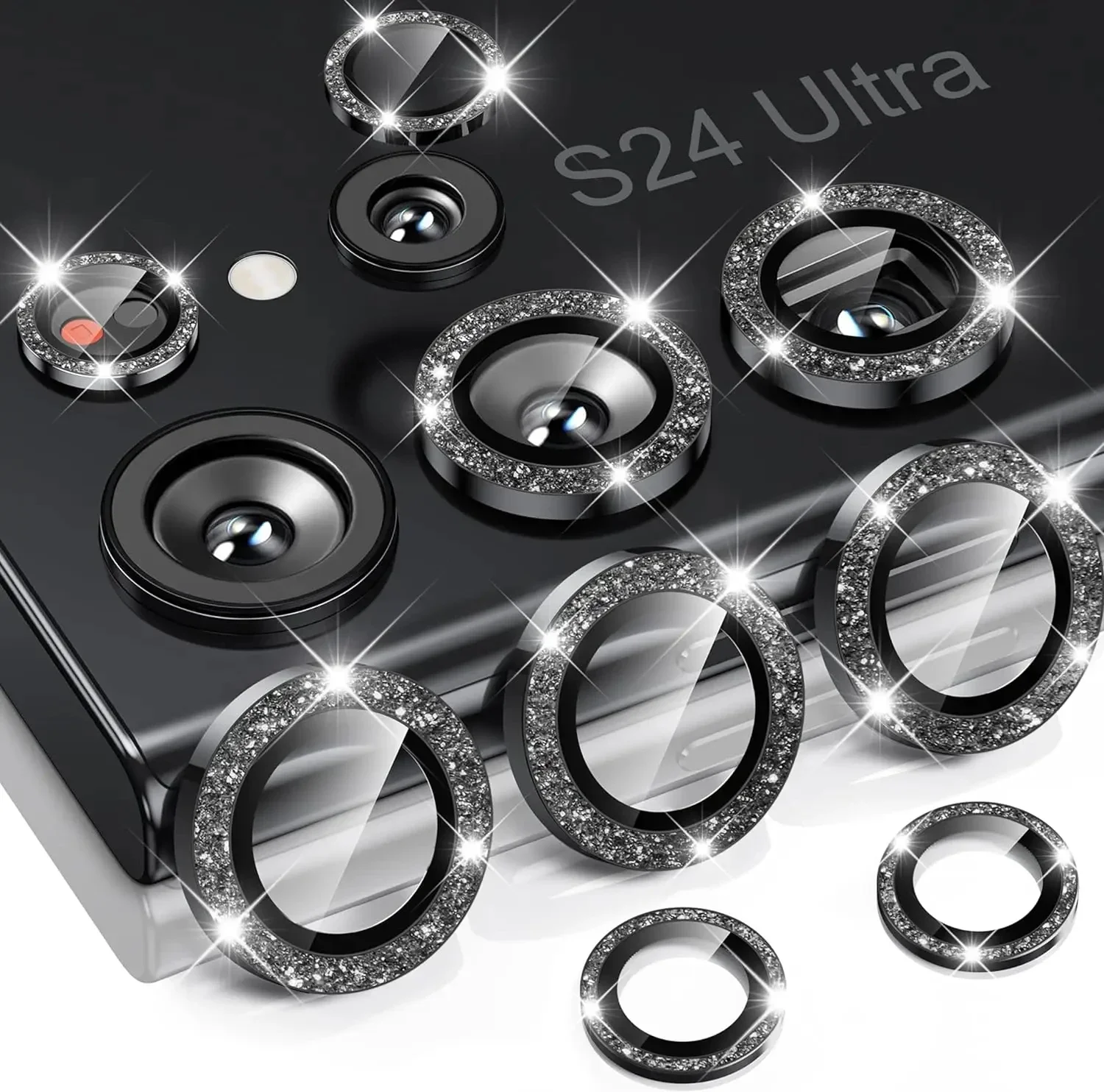 Diamond Glitter Lens Glass HD Clear Camera Protector with Metal Ring Lens Film