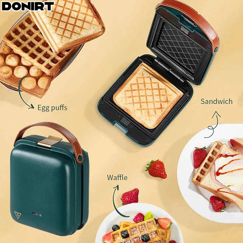 Portable Electric Sandwich Maker 3 In 1 Detachable Breakfast Machine Household Mini Toaster Egg Waffles Maker 3 Baking Trays portable detachable tablet protective case with bt keyboard pen slot compatible with samsung tab s6 lite 2022 p613 p619 pink