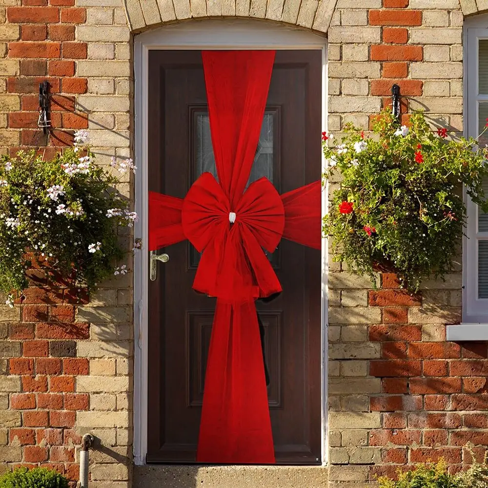 Linen Ribbon Bow Christmas Decoration Supplies Home Ornaments Front Door Tree Fireplace Cupboard