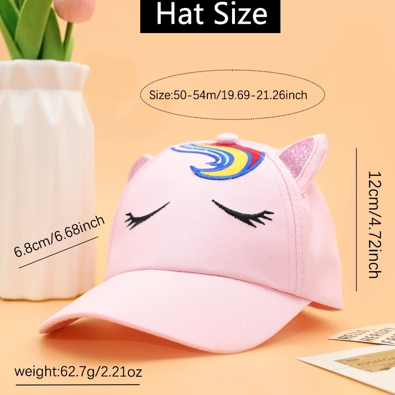 Kids Cartoon Cute Baseball Cap for Girls Baby Sun Hats Casual Hip Hop Snap back Caps Unicorn Outdoor Sport Travel Hiking Hat