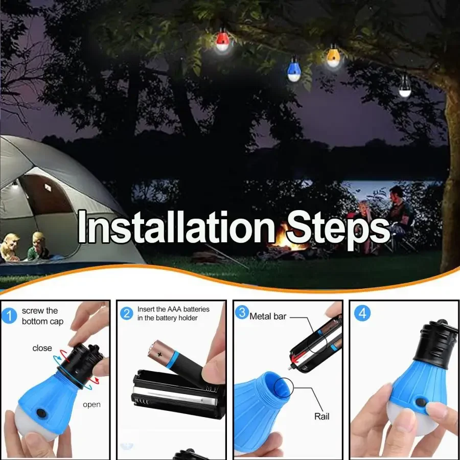 Portable Camping Light Tent Lamp Super Bright Lantern Bulb Emergency Lights Camping Accessories For Backpacking Hiking camping light