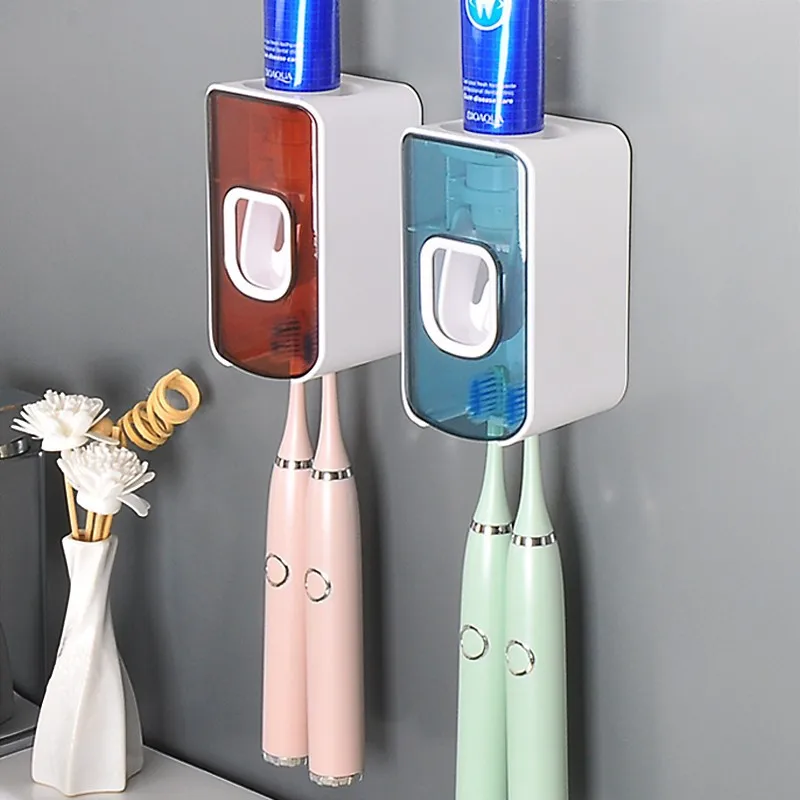 Toothpaste Squeezing Artifact Wall-mounted Bathroom Children's Electric Toothbrush Storage Rack Without Punching Press