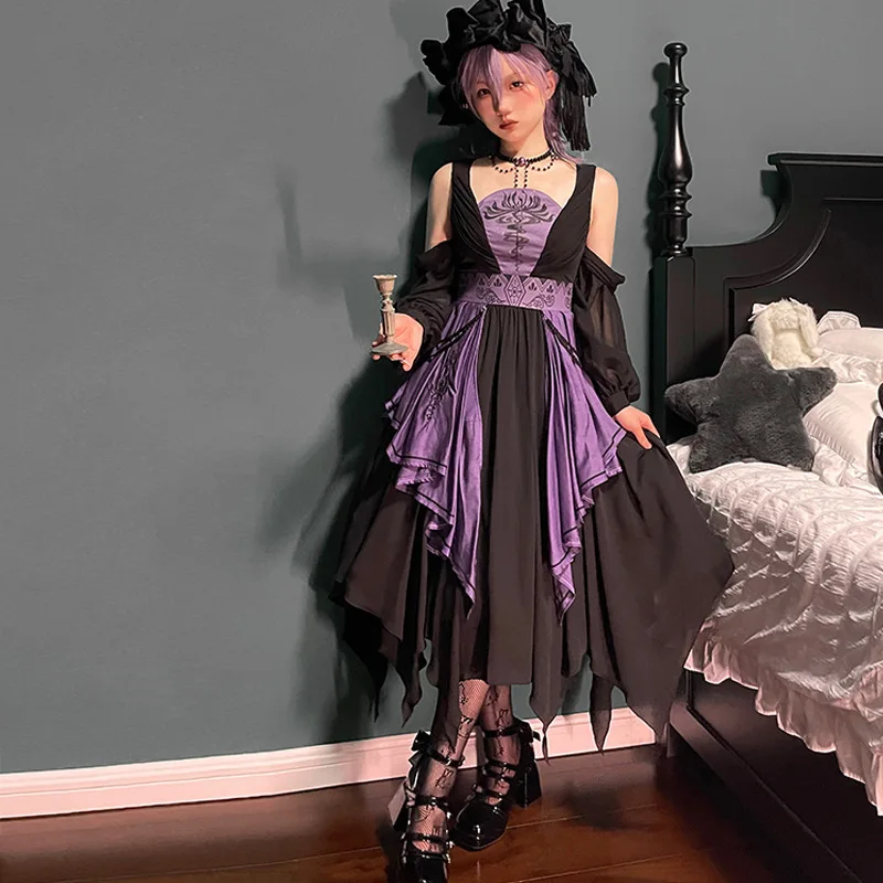 

New Sleeveless Chiffon JSK Gothic Diablo Style Lolita Dresses For Women