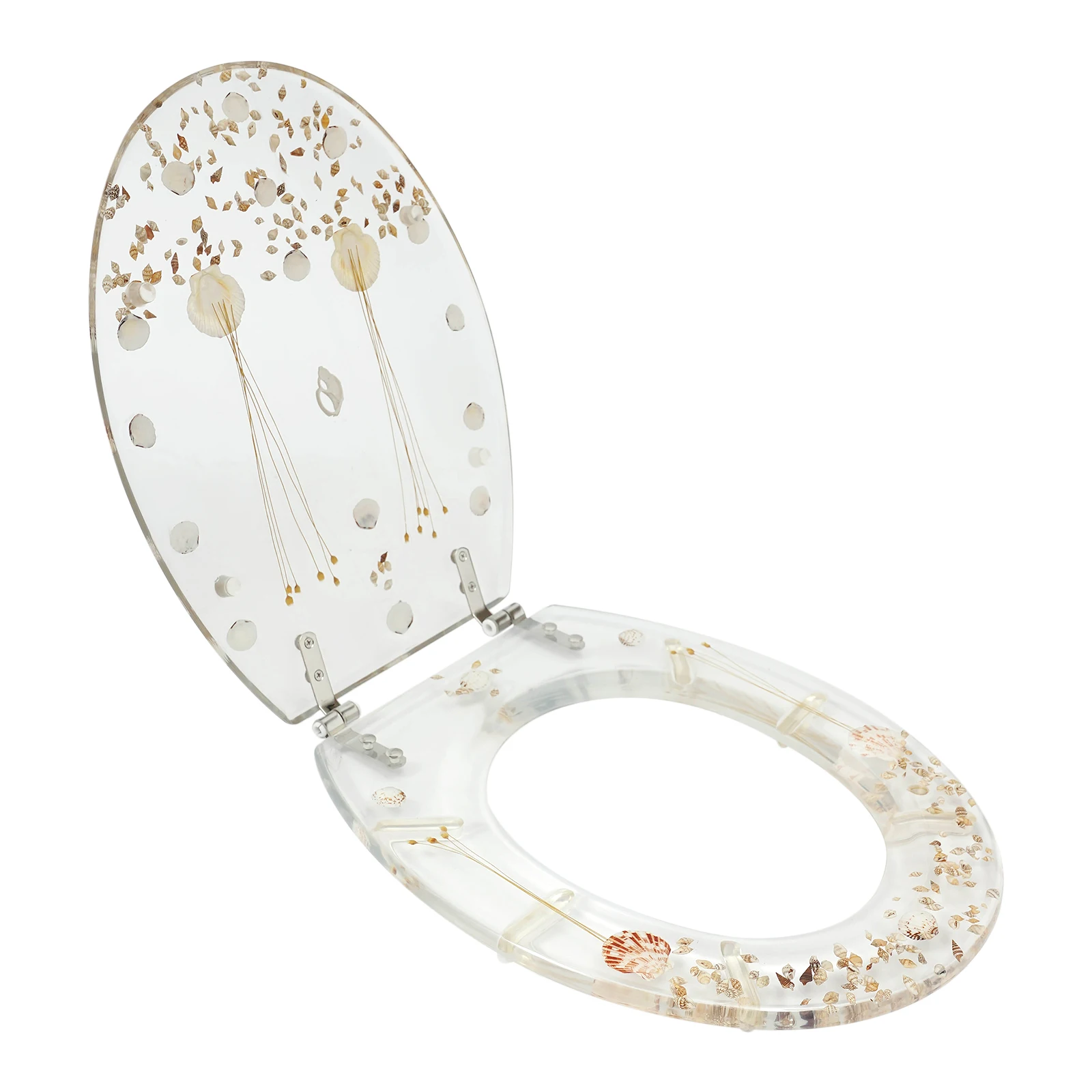 Toilet Seat Transparent Dried Flower Designs Silent Resin Commode Seat
