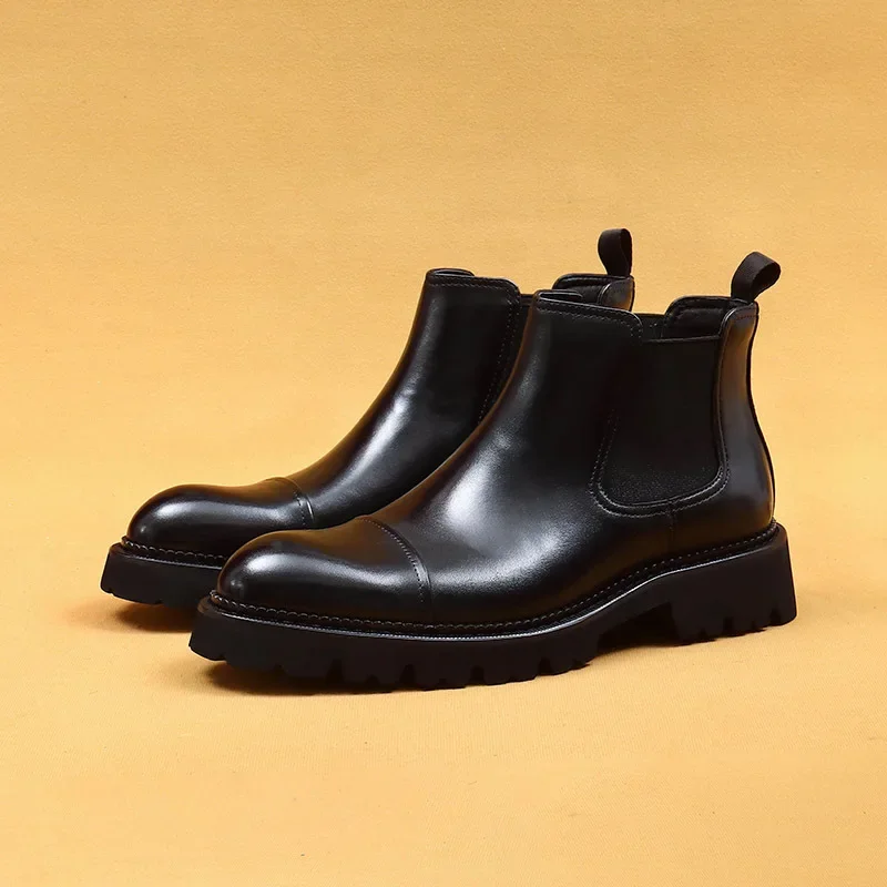 Italian Mens Ankle Chelsea Boots Handmade Quality Genuine Leather