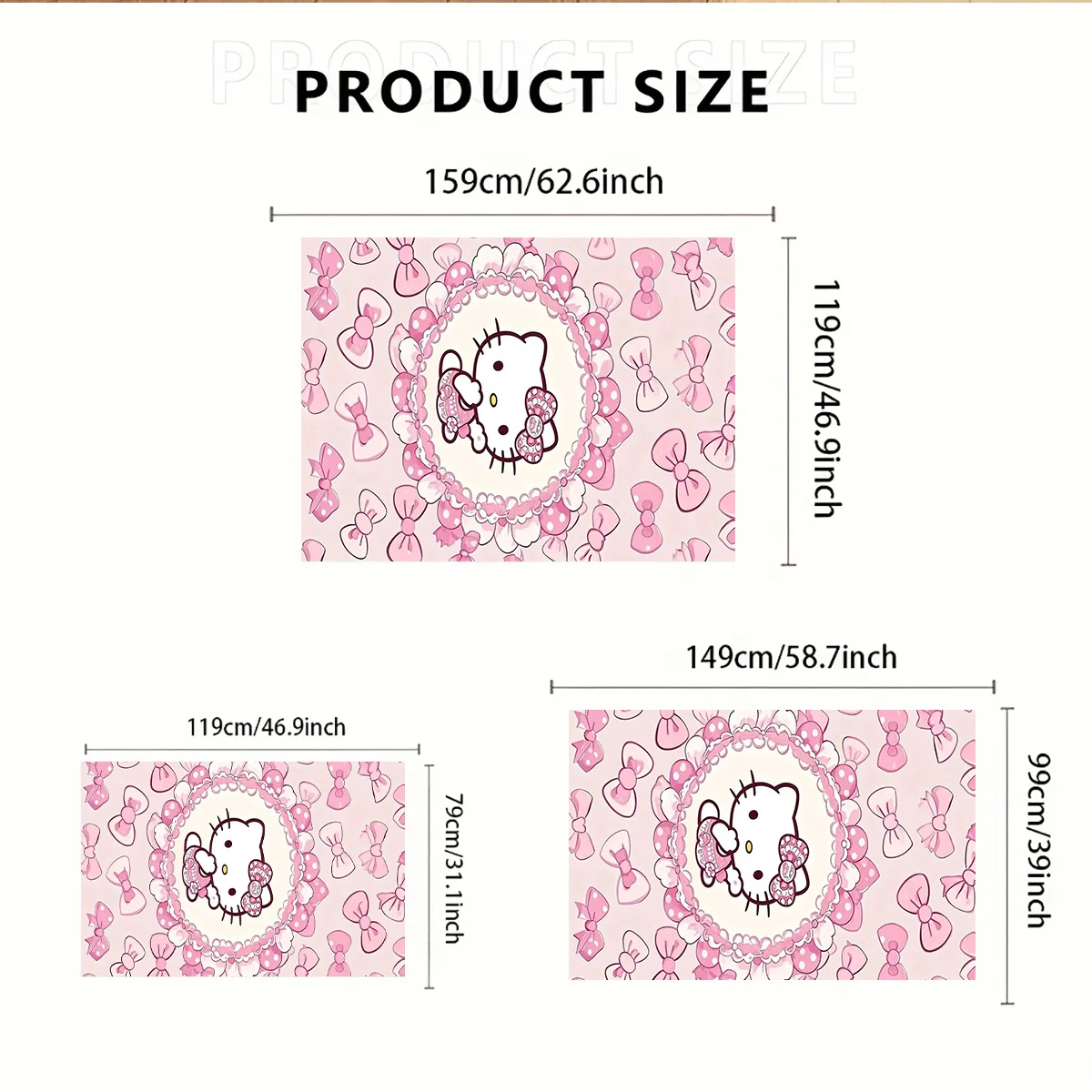 1pc 산리오 헬로 키티 패밀리 패턴 빈티지 거실 대형 러그, 바닥 매트, 베이 윈도우 커피 테이블 카펫, 홈 데코