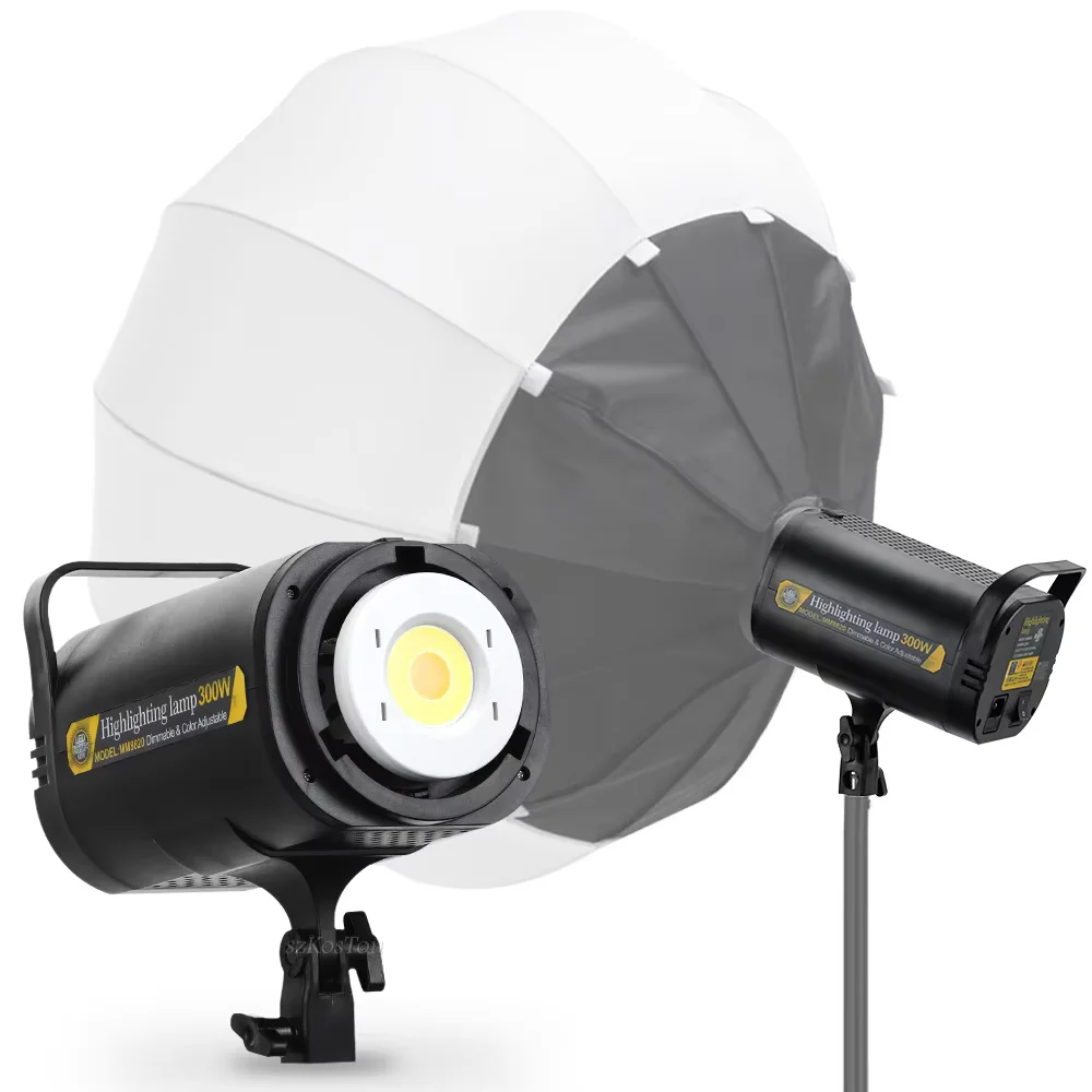 300W LED Video Light 5700K Continuous Dimmable Aluminum Photography Lamp and 2.1-meter support bracket