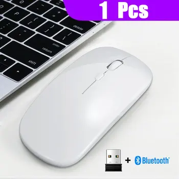 2.4GHz Wireless  + Bluetooth 5.0 Wireless Mouse For Tablet Laptop Computer Ultra Thin Wireless Mice AAA Battery Version 13