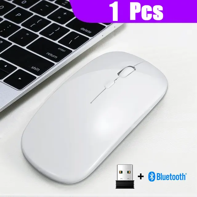 2.4GHz Wireless  + Bluetooth 5.0 Wireless Mouse For Tablet Laptop Computer Ultra Thin Wireless Mice AAA Battery Version 13