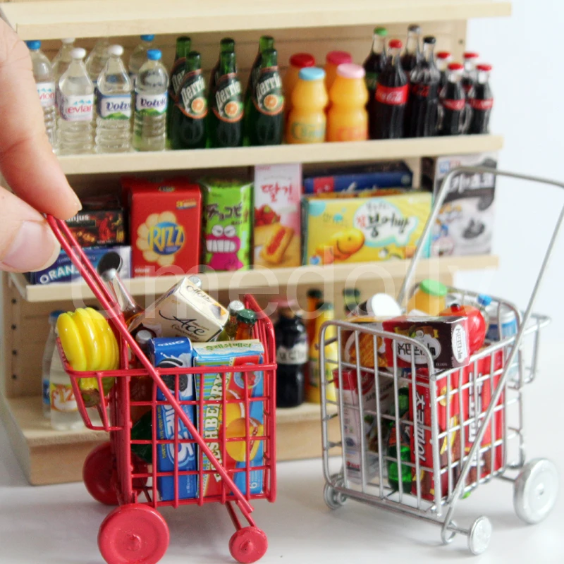 31cm*27cm*19cm Mini Shopping Cart Full Grocery Food Toy Playset for Kids Toys 