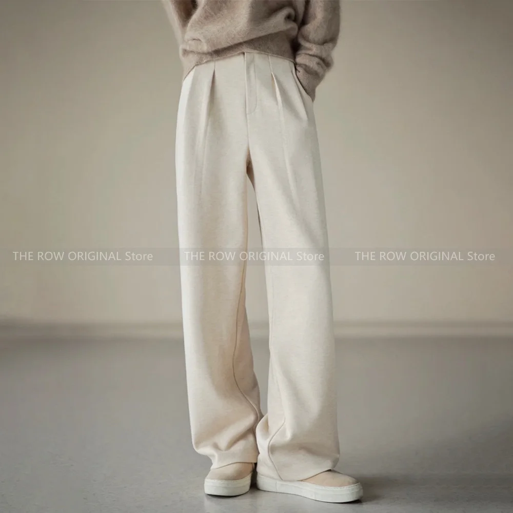 

Women's High Waist Pressure Pleat Wool Blend Wide Leg Pants 2023 Autumn/Winter Loose Slim Straight Leg Pants