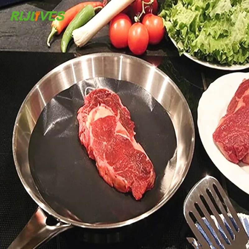 Round Non-stick Mat Pan Fry Liner Sheet 2Pcs Kitchen BBQ Baking Mats