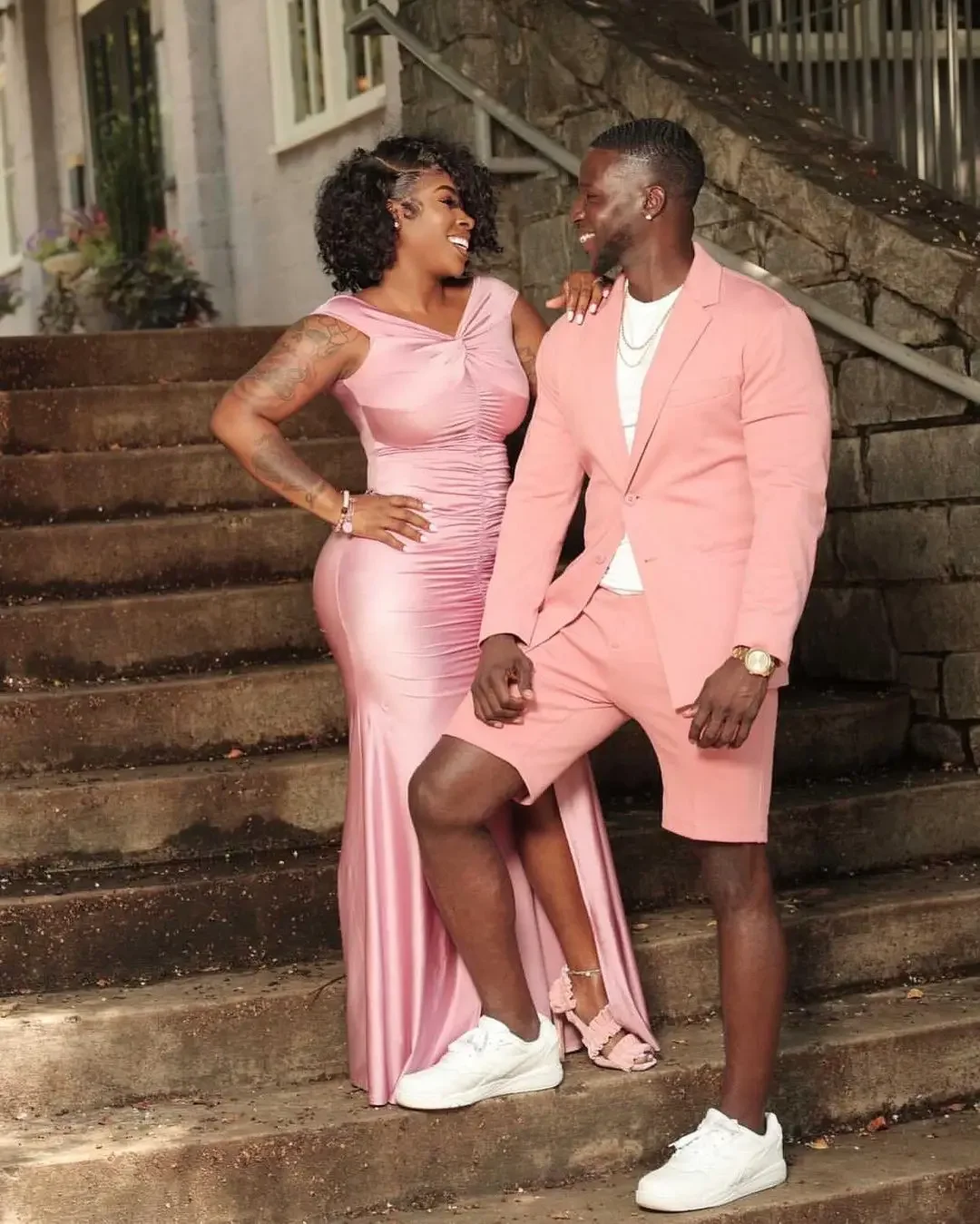 2024 Fashion Pink Summer Men Suits Wedding Groom Tuxedo Slim Fit Jacket Short High Quality Custom 2 Piece Set Pant Costume Homme