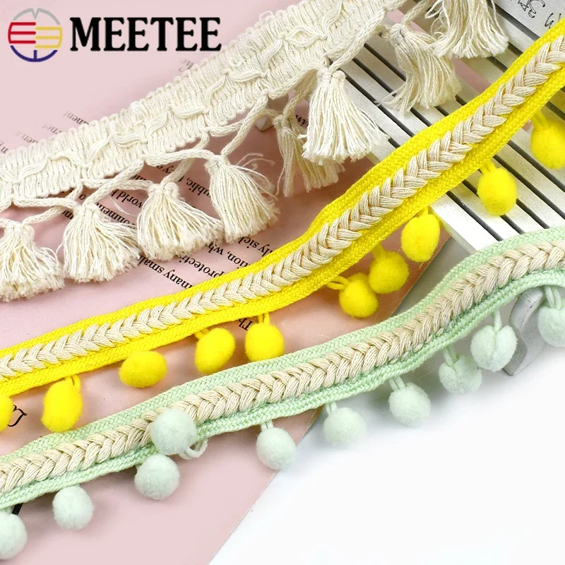 1m Curtain Trim Ribbon Pom Pom Bead Tassels Fringe Sewing Upholstery Decor Multi - Foto 11