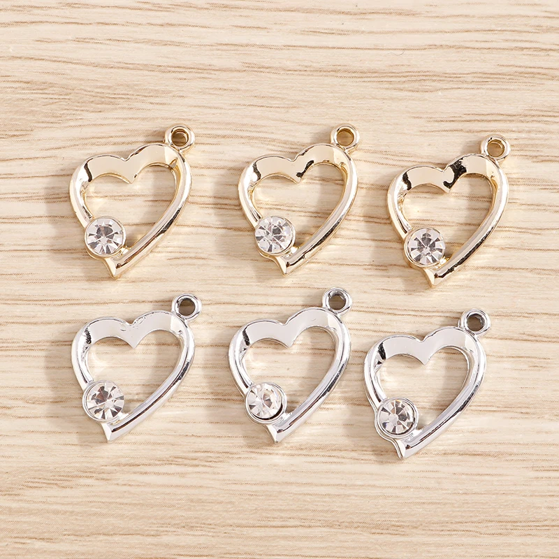 

10pcs 14x20mm Cute Crystal Love Heart Charms for Jewelry Making Drop Earrings Pendant Necklaces DIY Bracelets Crafts Accessories