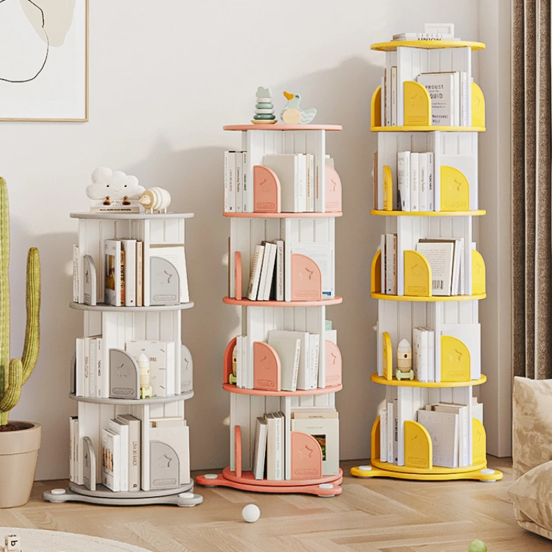 Rotating bookshelf, bookshelf, children's floor to ceiling picture book, simple household use, student baby