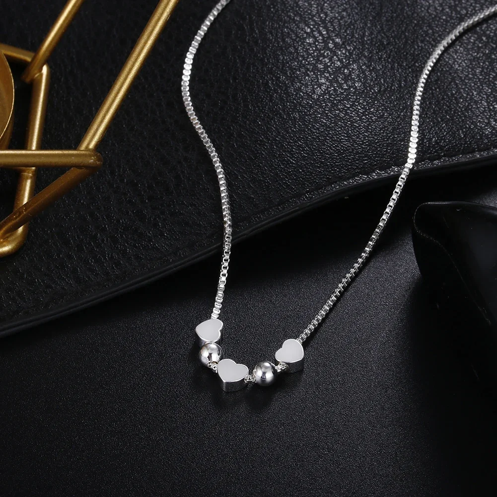 Necklace 925 Sterling Silver romantic heart Pendant 45cm for woman fine party wedding fashion Jewelry Christmas Gifts pendant necklace silver necklace silver pendant silver necklace charms