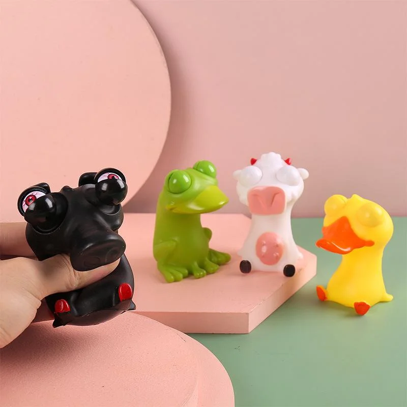 

New Creative PVC Cartoon Animal Little Pig Yellow Duck Eyes Closed Decompression Toy Office Pressure Release Toy Squeeze Ball
