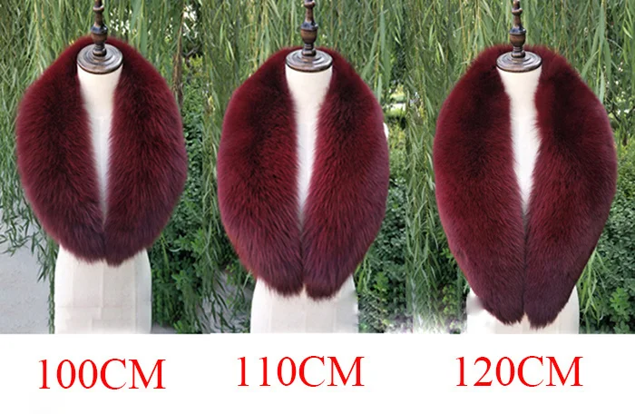 Echt fuchs Pelz kragen Frauen Winter Natur pelz Schal flauschige Pelz schals für Frauen Kragen Männer Mantel große Hals wärmer Schals – Detail 2