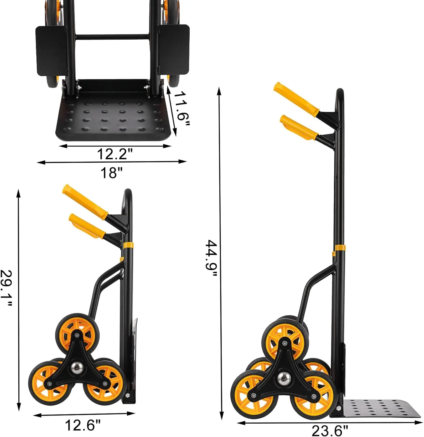 Portable Hand Cart Stair Climbing Cart with Adjustable Handle Foldable Dolly All Terrain Cart for Transport Good Shopping 6 Wheels
