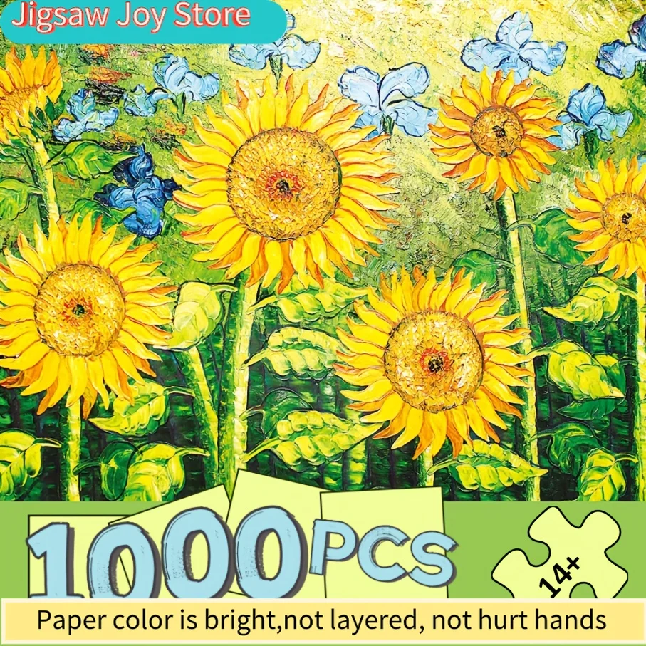 Adult Jigsaw Puzzle - Six Vibrant Sunflowers Art, 29.5x19.7 Inch (75x50cm) Premium Paper Puzzle for Home Decor, Birthday, Ann