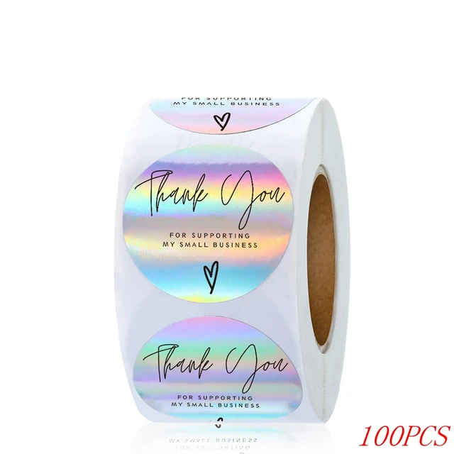 50-500pcs 1inch Blue Thank You Stickers For Envelope Sealing Labels Stationery Supplies Handmade Wedding Gift Decoration Sticker Laser-100pcs