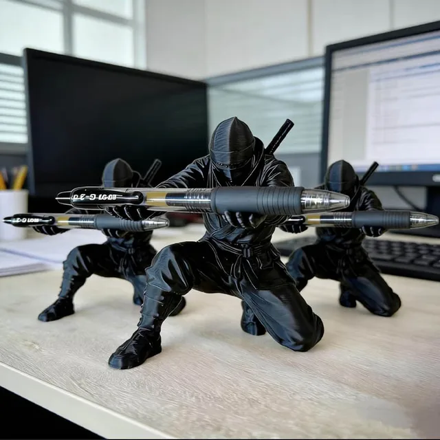 Porte-stylo Ninja imprimé en 3D, figurine unique, organisateur de papeterie, figurines de crayons, décoration de bureau, artisanat pour le rangement des stylos 2 Porte-stylo Ninja imprimé en 3D, figurine unique, organisateur de papeterie, figurines de crayons, décoration de bureau, artisanat pour le rangement des stylos 2