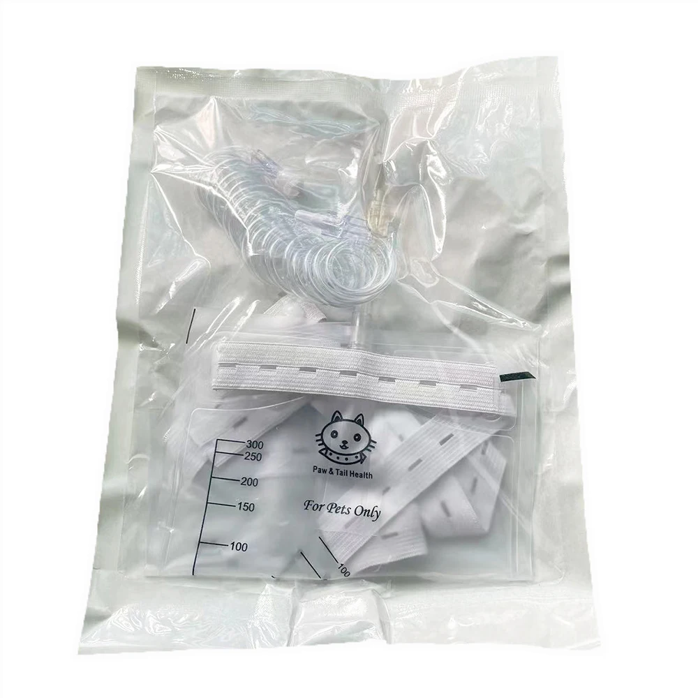 5PCS Haustier Katze Hund Tiere Urin Sammlung Drainage Tasche 150ml 300ml 500ml Luer Lock mit Verlängerung Rohr Und Hängen Riemen Werkzeuge – Detail 4