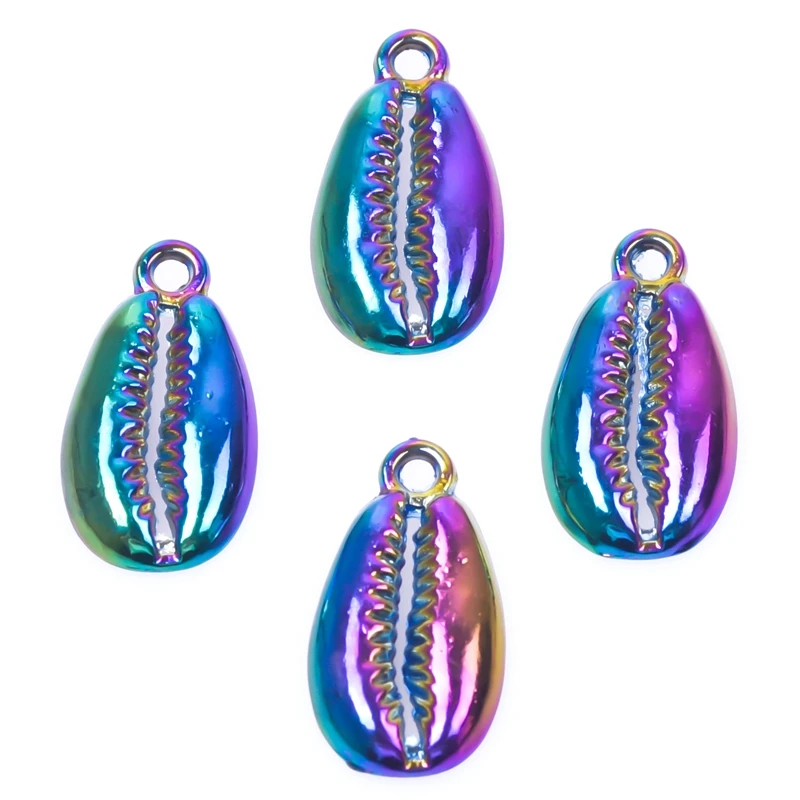 

10PCS Alloy Shell Charms Pendant Accessory Rainbow Color For Jewelry Making Necklace Earring Metal Bulk Wholesale
