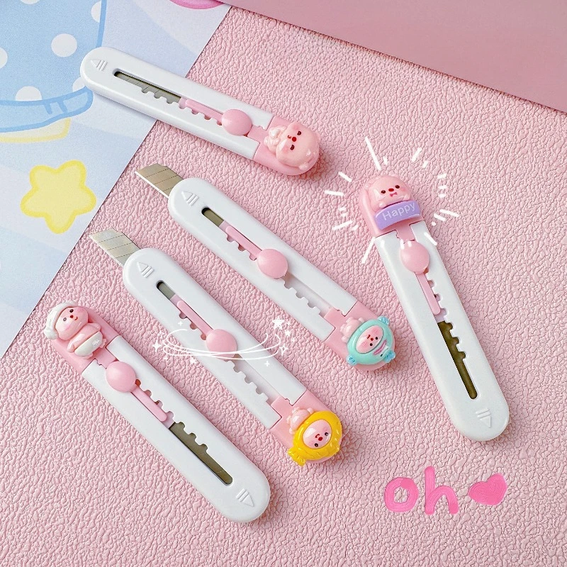 1pc Mini Portable Art Knife Students Use Envelope Opener Cute Cartoon Paper Cutter Office Stationery Express Unpacking Device