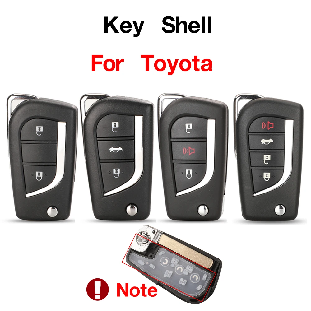 

jingyuqin 2/3/4BTN Flip Folding Remote Key Shell For Toyota Levin Camry Reiz Highlander Corolla RAV4 Key Case VA2 Toy48 Toy43