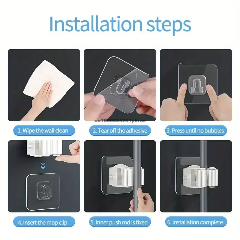 Towel Holder Mop Holder Self-adhesive Broom Stand Wall Mounted