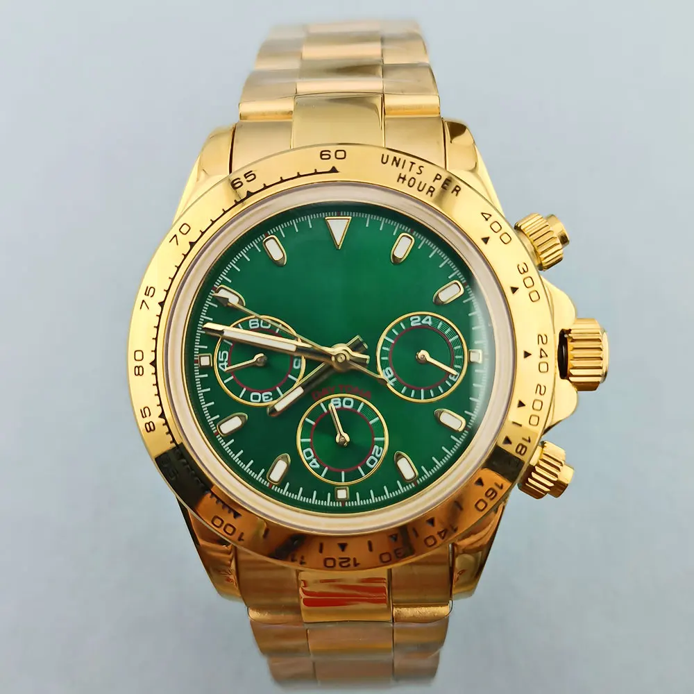 395mmVK63sapphireglass316Lstainlesssteelgoldwatchcase