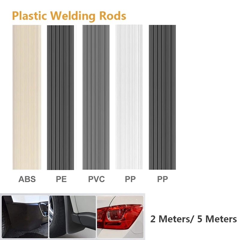 5 Meters Plastic Welding Rods Black white PP/ABS/PVC/PE Welding Sticks Plastic Welder Gun Car Bumper Repair Welding Supplies