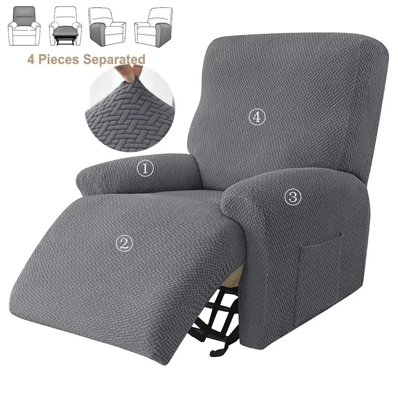 Recliner Sofa Cover Lazy Chair Solid Color Cushion Cover Sofa Cover 1/2/3/4 Seat Waterproof Leaf Texture Sofa 5