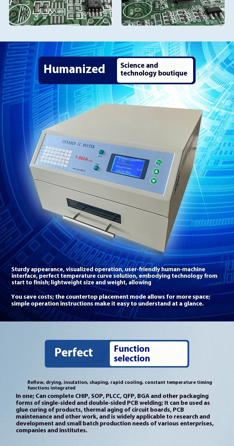 Newest T-962A V2.0 Infrared IC Heater T962A Desktop Reflow Oven BGA SMD SMT Rewo