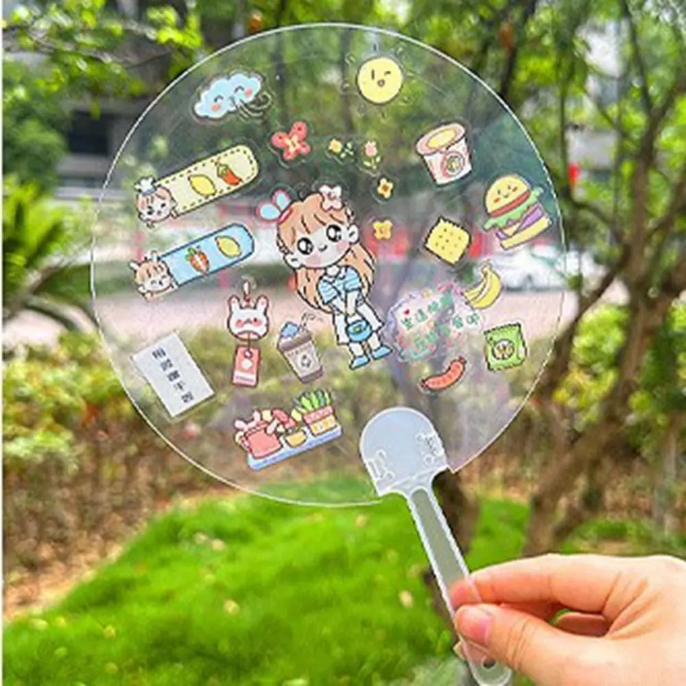 DIY Transparent Hand Fans Creative Portable Handicrafts DIY Blank Fan Cute Graffiti Fan Supplies portable fan hand fan