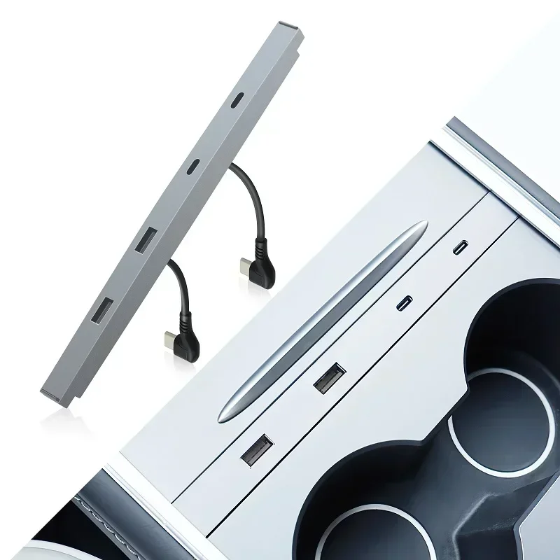 Für Tesla Modell 3 Y 2021 2022 2023 Docking Station 27 W Schnell Ladegerät USB Shunt Hub Power Splitter Typ-C Ladegerät Auto Zubehör – Detail 8
