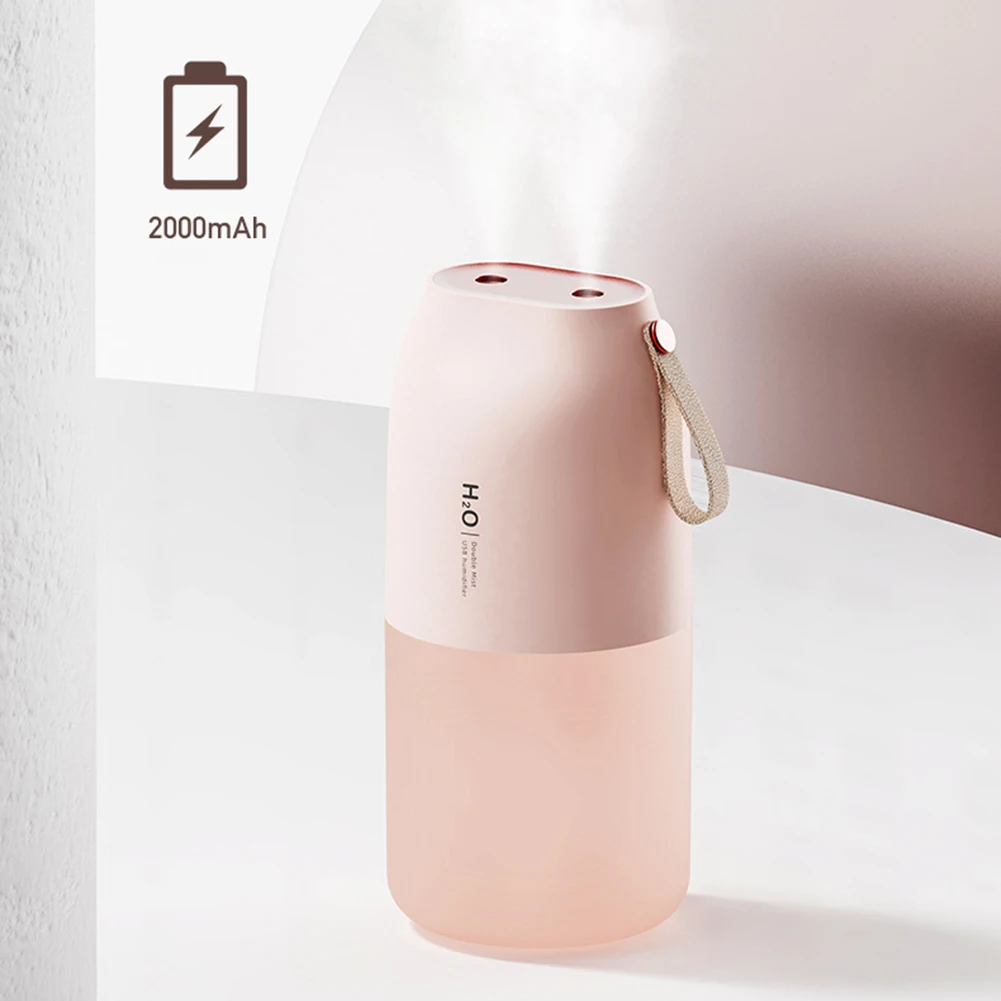 Double Spray Humidifier USB Charging Mist Maker with LED Light Aroma Diffuser