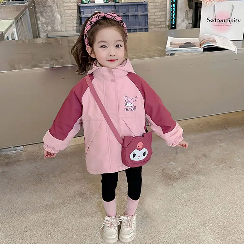 

Kuromi Sanrio Kawaii Anime Autumn Winter Outdoor Jacket Cute Cartoon Outdoors Thick Warm Windbreaker Coat Lovely Girls Gifts