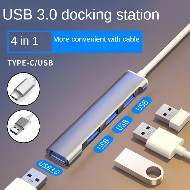 

Type-c One To Four Usb3.0 Extender Mobile Phone Laptop Hub Expansion Dock Multi-function Hub Usb Splitter Usb Extension Hub