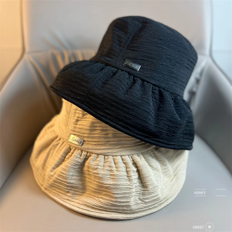 

Big Brim Fisherman Hat Foldable Retro Fashion Show Face Small Sun Hats Spring and Autumn Outdoor Outing Street Shooting Pot Cap