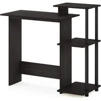 Efficient Home Laptop Notebook Computer Desk with Square Shelves, Espresso/Black 1
