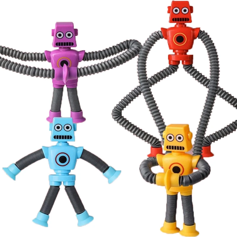 Stretchy Suction Cup Robot Toy Children Shape Changing Telescopic Pop Tubes Sensory Toy for Girls Boys Stress Relief Gifts