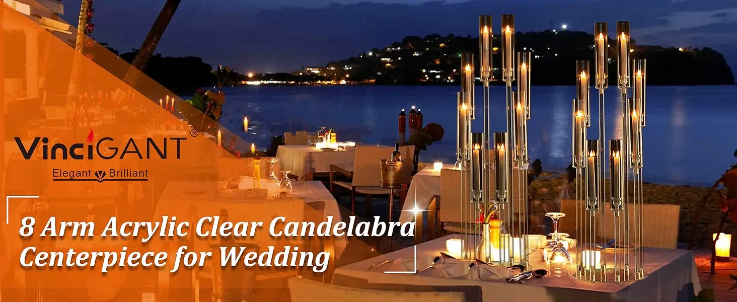 tall Clear floor Candelabra for Wedding
