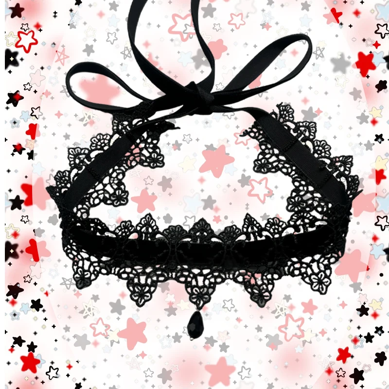 1-2pcs Sexy Lace Choker Necklace for Women Girls Elegant Strap Bowknot Choker Gothic Necklace Jewelry Halloween Gift Accessories