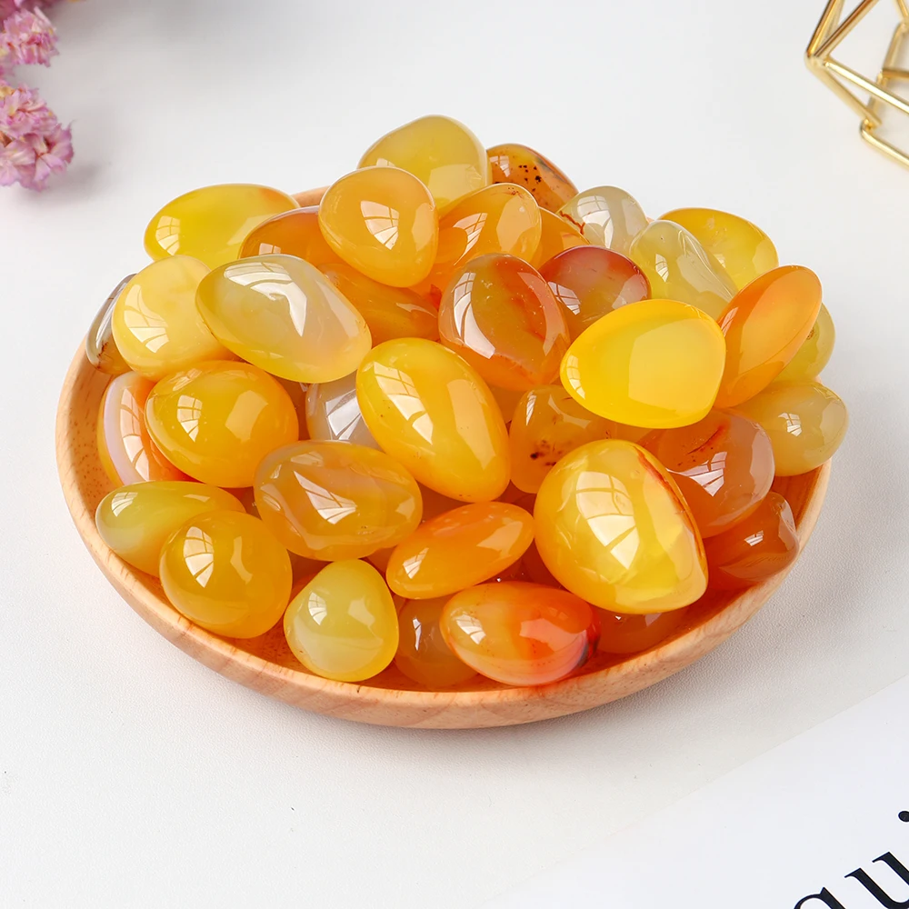 50g/bag Natural Polished Yellow Agate Tumble Stone Healing Pocket Crystal Gravels FishTank Decor Mineral Garden Ornament