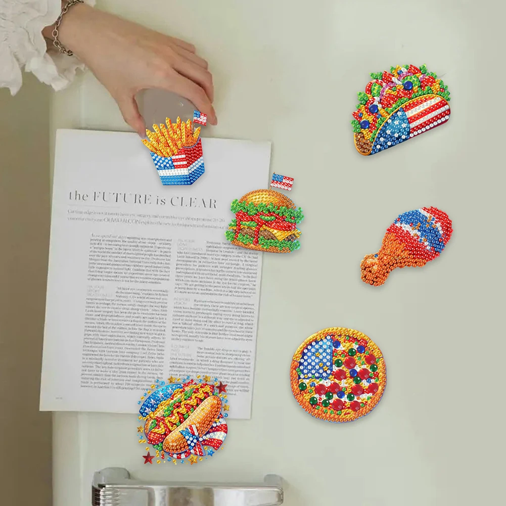 6Pcs DIY Diamond Art Refrigerator Magnet Diamond Painting Fridge Magnets DIY Diamond Painting Magnets Kit for Art Crafts Gift