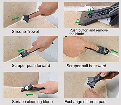 Saker Outil Calfeutrage Silicone 3 en 1-Calfeutrage Grattoir en  Silicone-Grattoir Joint-Outil Nettoyage Silicone-Ensemble d'outils de  Coulis en