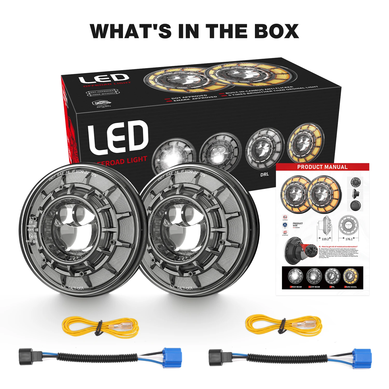 ジープ・ラングラーJKオフロード、ラーダ・ニーヴァ車用7インチ丸型LED